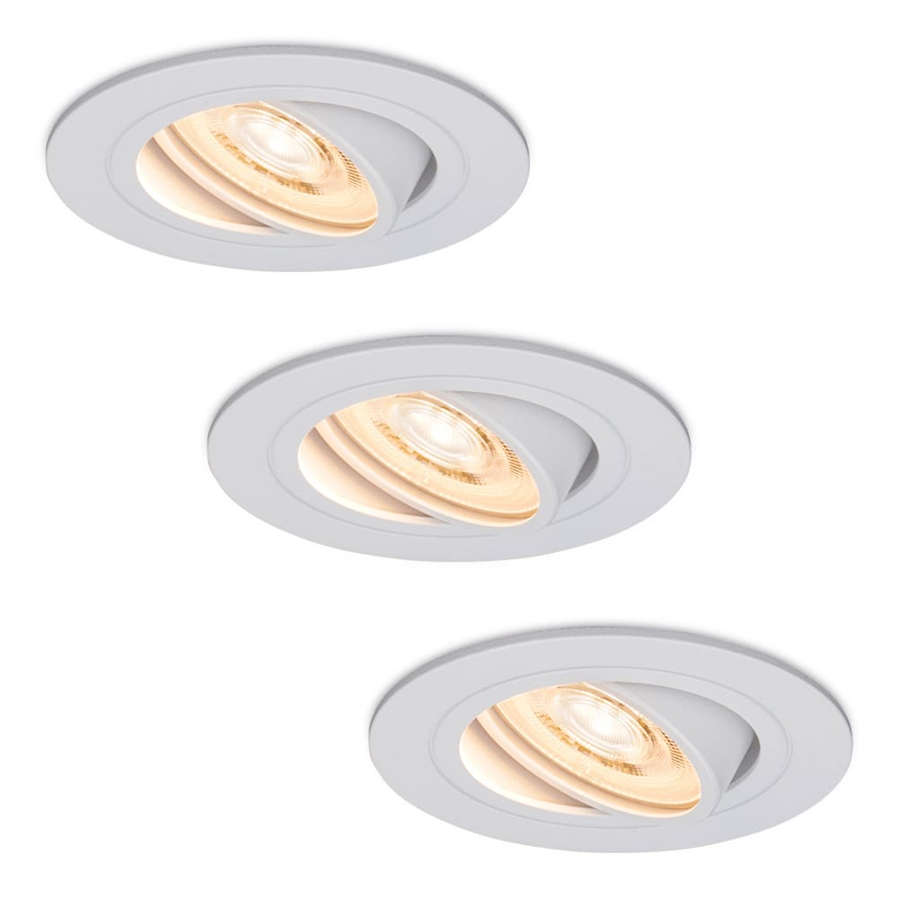 Set van 3 Pittsburg LED inbouwspots - 3,8W 270lm - GU10 LED Module - Extra plat 58mm - 2700K warm wit - Dimbaar - Kantelbaar - IP20 voor binnen - Wit afbeelding