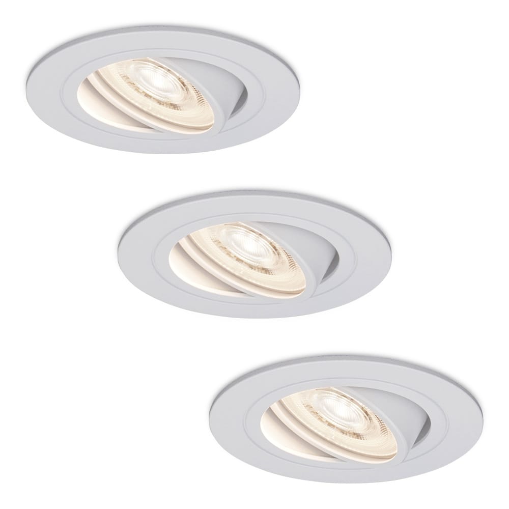 Set van 3 Pittsburg LED inbouwspots - 3,8W 270lm - GU10 LED Module - Extra plat 58mm - 4000K neutraal wit - Dimbaar - Kantelbaar - Binnen - Wit afbeelding