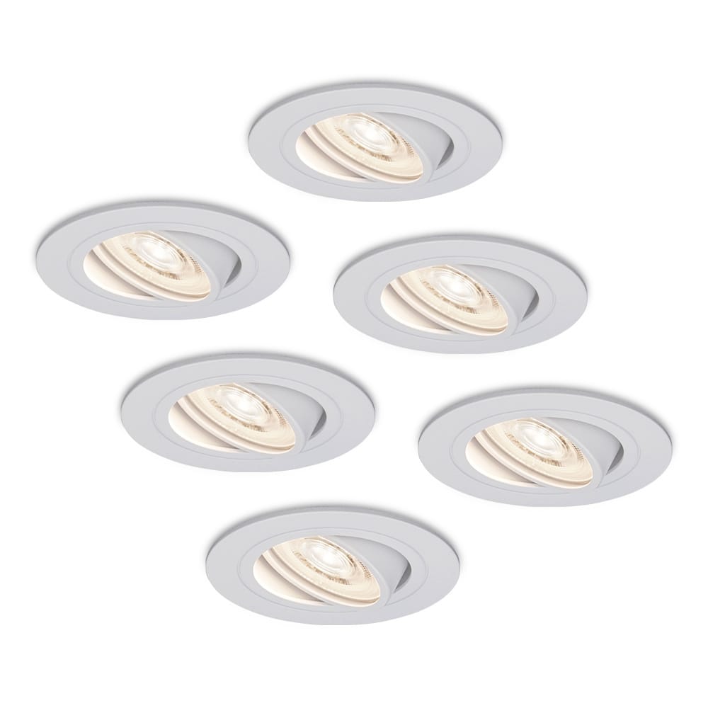 Set van 6 Pittsburg LED inbouwspots - 3,8W 270lm - GU10 LED Module - Extra plat 58mm - 4000K neutraal wit - Dimbaar - Kantelbaar - Binnen - Wit afbeelding