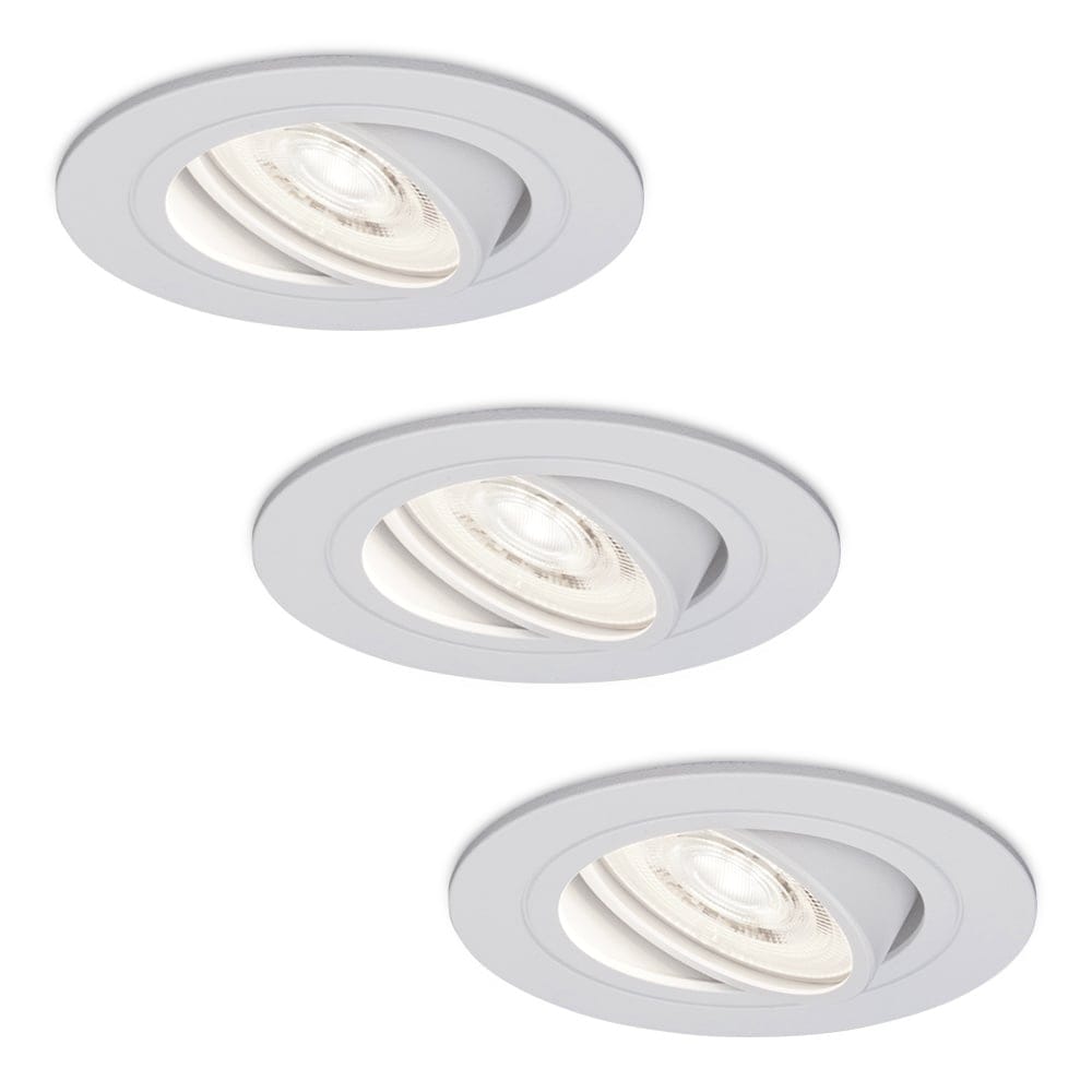Set van 3 Pittsburg LED inbouwspots - Extra plat 58mm - GU10 LED Module - 6000K daglicht wit - Dimbaar - Rond - Kantelbaar - Voor binnen - Wit afbeelding