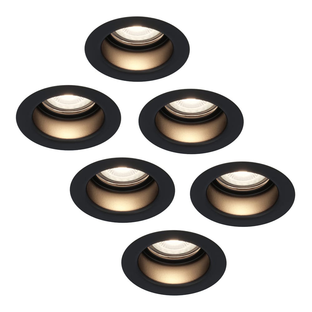 Set van 6 Mari - LED platte inbouwspots met lage inbouwdiepte 58mm - 3,8 Watt 270 Lumen - 4000K Neutraal wit - GU10 LED Module - Verzonken - Dimbaar - Rond - IP65 waterdicht - Zwart afbeelding