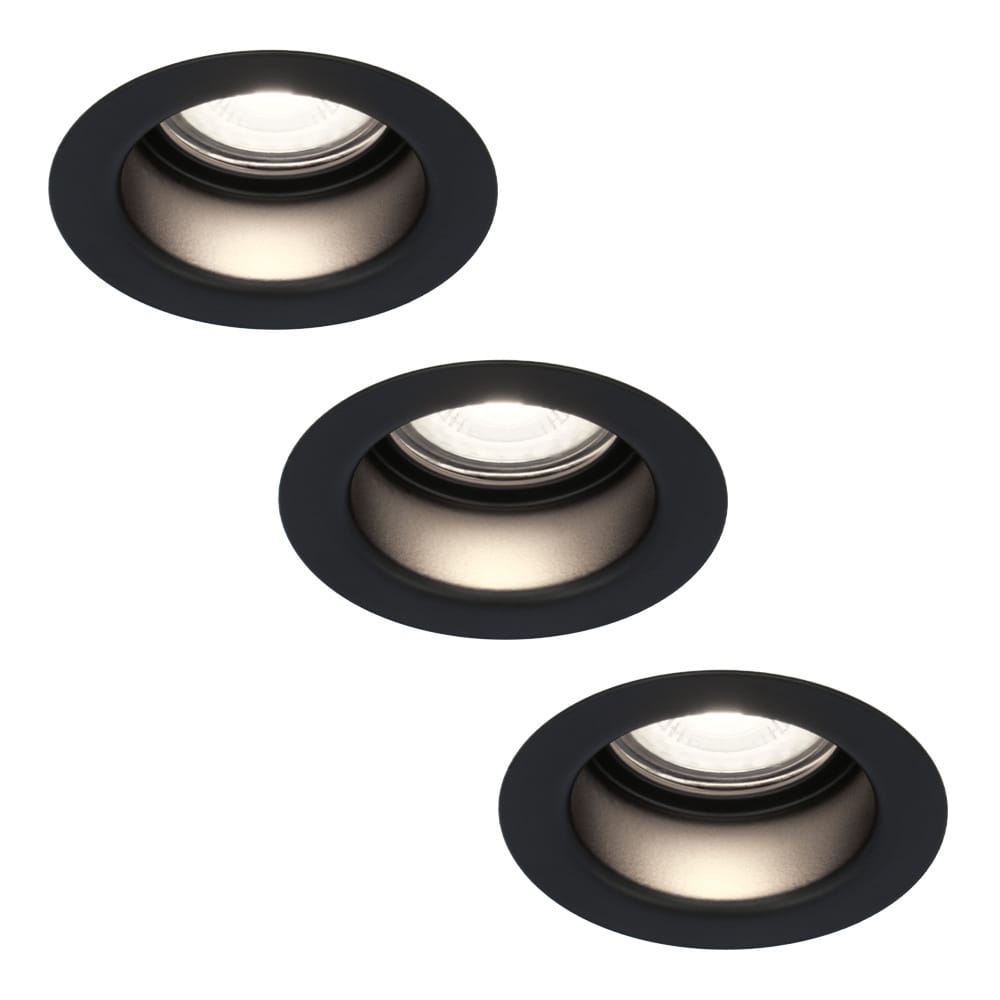 Set van 3 Mari - LED platte inbouwspots met lage inbouwdiepte 58mm - 3,8 Watt 270 Lumen - 6000K Daglicht wit - GU10 LED Module - Verzonken - Dimbaar - Rond - IP65 waterdicht - Zwart afbeelding