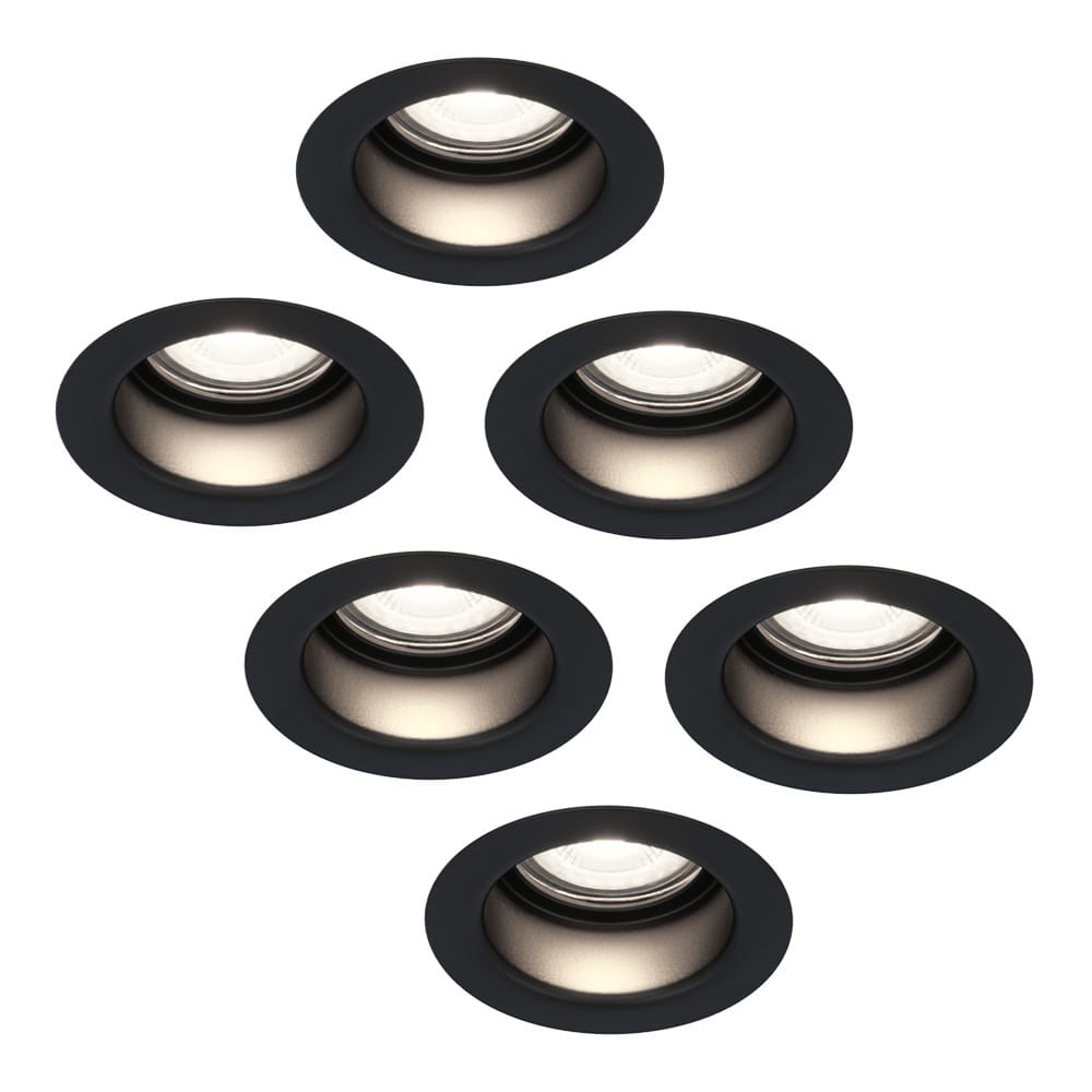 Set van 6 Mari - LED platte inbouwspots met lage inbouwdiepte 58mm - 3,8 Watt 270 Lumen - 6000K Daglicht wit - GU10 LED Module - Verzonken - Dimbaar - Rond - IP65 waterdicht - Zwart afbeelding