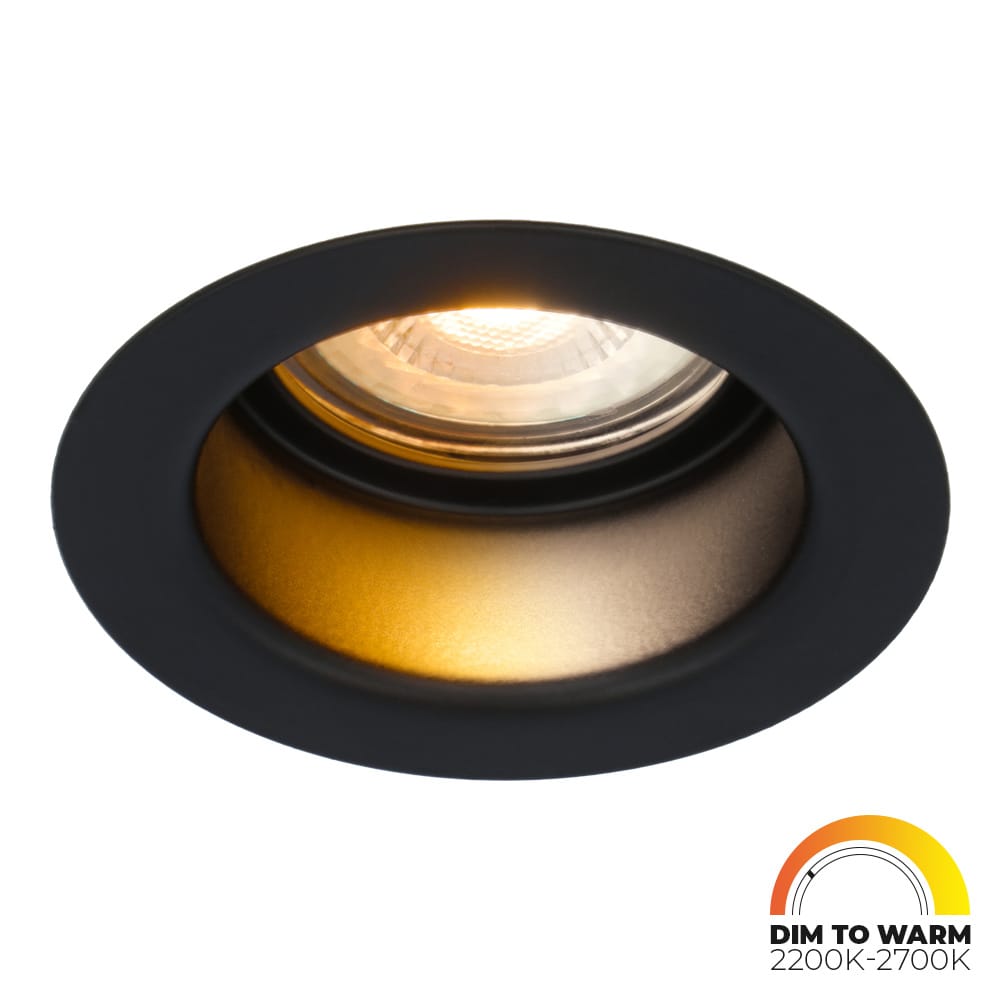 Mari - LED platte inbouwspots met lage inbouwdiepte 58mm - 3,8 Watt 230 Lumen - Dim to Warm - GU10 LED Module - Verzonken - Dimbaar - Rond - IP65 waterdicht - Zwart afbeelding