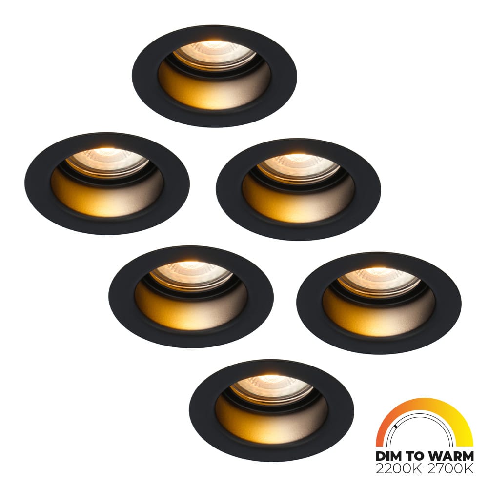 Set van 6 Mari - LED platte inbouwspots met lage inbouwdiepte 58mm - 3,8 Watt 230 Lumen - Dim to Warm - GU10 LED Module - Verzonken - Dimbaar - Rond - IP65 waterdicht - Zwart afbeelding