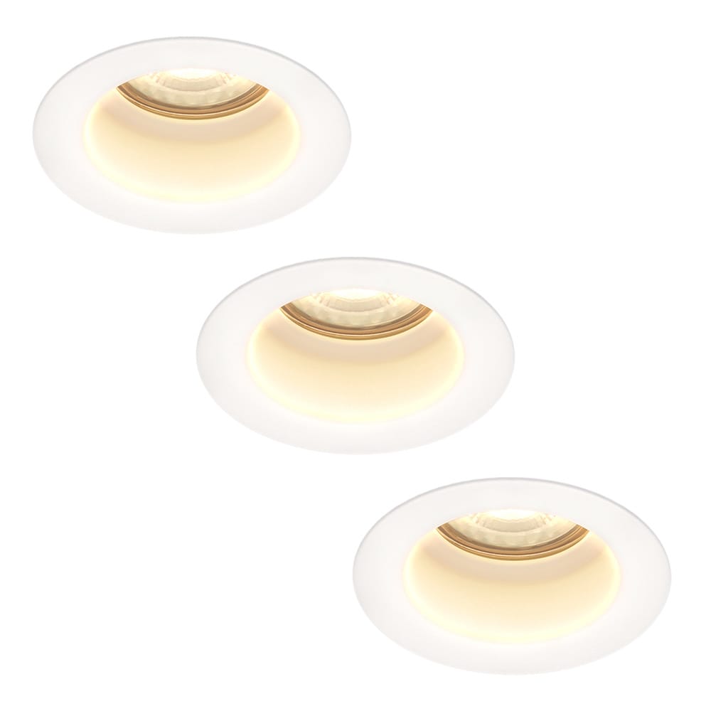 Set van 3 Mari - LED platte inbouwspots met lage inbouwdiepte 58mm - 3,8 Watt 270 Lumen - 2700K Warm wit - GU10 LED Module - Verzonken - Dimbaar - Rond - IP65 waterdicht - Wit afbeelding