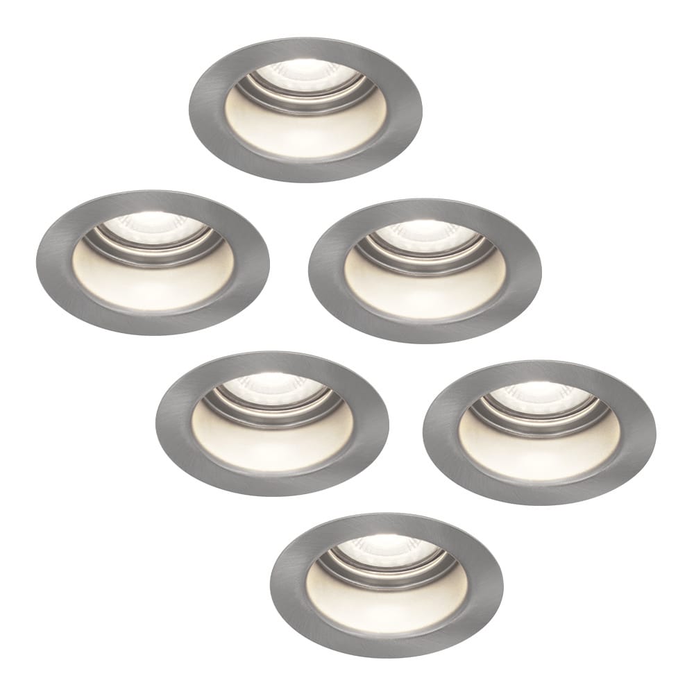 Set van 6 Mari LED platte inbouwspots met lage inbouwdiepte 58mm 3,8 Watt 270 Lumen 6000K Daglicht wit GU10 LED Module Verzonken Dimbaar Rond IP65 waterdicht RVS