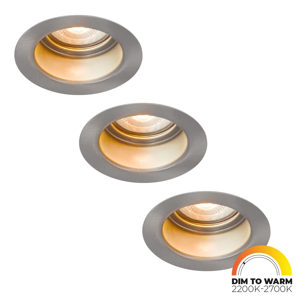 Set van 3 Mari - LED platte inbouwspots met lage inbouwdiepte 58mm - 3,8 Watt 230 Lumen - Dim to Warm - GU10 LED Module - Verzonken - Dimbaar - Rond - IP65 waterdicht - RVS afbeelding 1