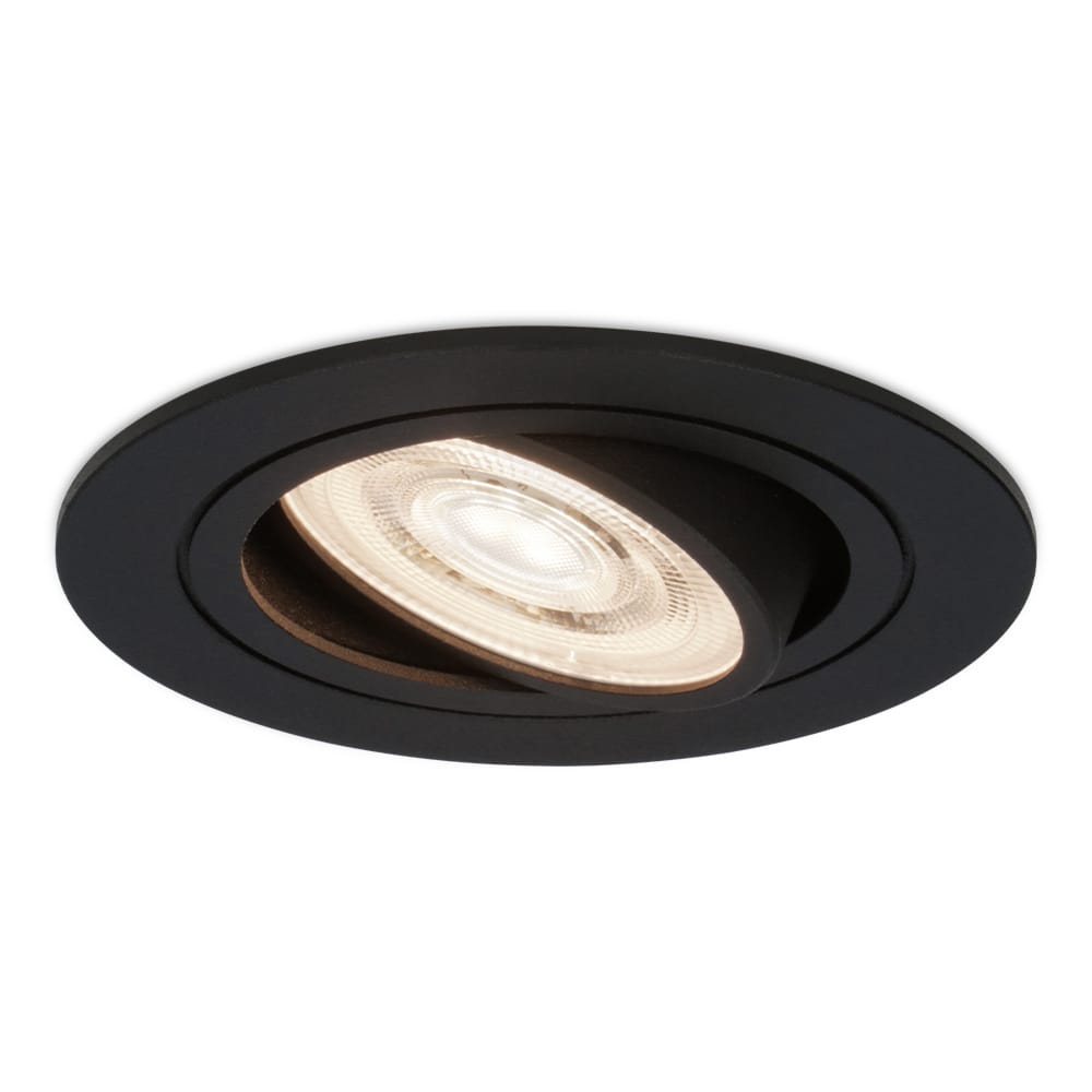 Miro LED inbouwspot - 3,8W 270lm - GU10 LED Module - Extra plat 58mm - 4000K neutraal wit - Dimbaar - Rond - Kantelbaar - Voor binnen - Zwart afbeelding