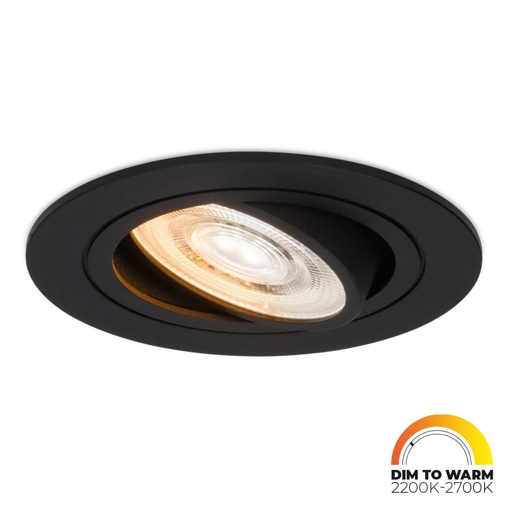 Miro LED inbouwspot - Extra plat 58mm - 3,8W 220lm - GU10 LED Module - Dim to warm - Dimbaar Kantelbaar - Rond - Voor binnen - Zwart afbeelding