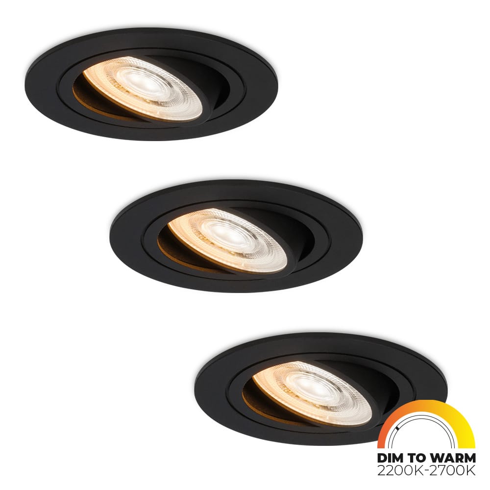 Set van 3 Miro LED inbouwspot - Extra plat 58mm - 3,8W 220lm - GU10 LED Module - Dim to warm - Dimbaar Kantelbaar - Rond - Voor binnen - Zwart afbeelding