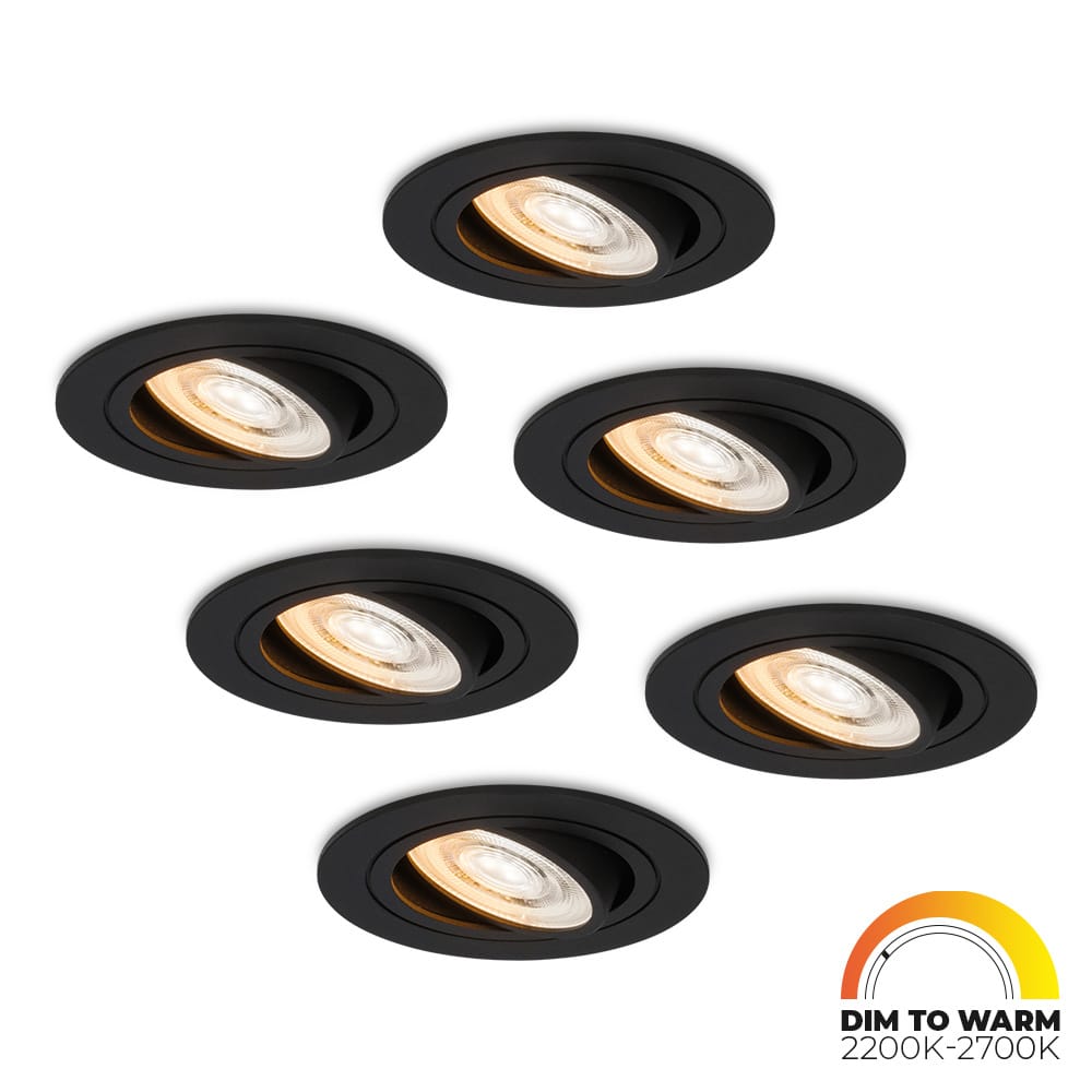 Set van 6 Miro LED inbouwspot - Extra plat 58mm - 3,8W 220lm - GU10 LED Module - Dim to warm - Dimbaar Kantelbaar - Rond - Voor binnen - Zwart afbeelding