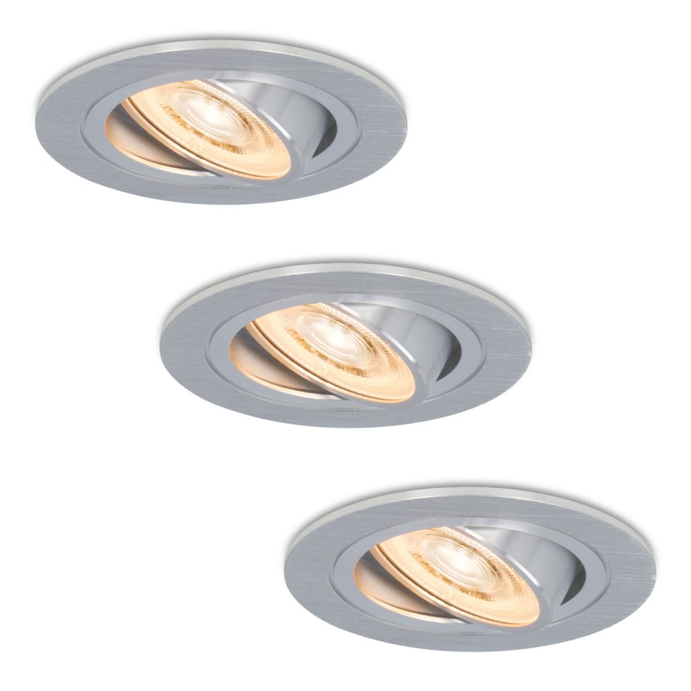 Set van 3 Chandler LED inbouwspots - 3,8W 270lm - GU10 LED Module - 2700K warm wit - Dimbaar - Kantelbaar - IP20 Voor binnen - RVS afbeelding