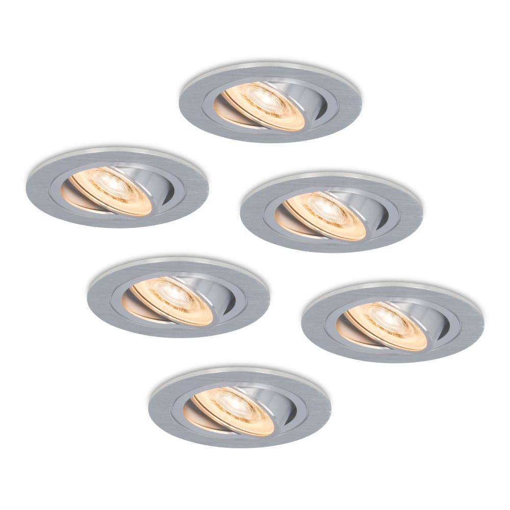 Set van 6 Chandler LED inbouwspots - 3,8W 270lm - GU10 LED Module - 2700K warm wit - Dimbaar - Kantelbaar - IP20 Voor binnen - RVS afbeelding
