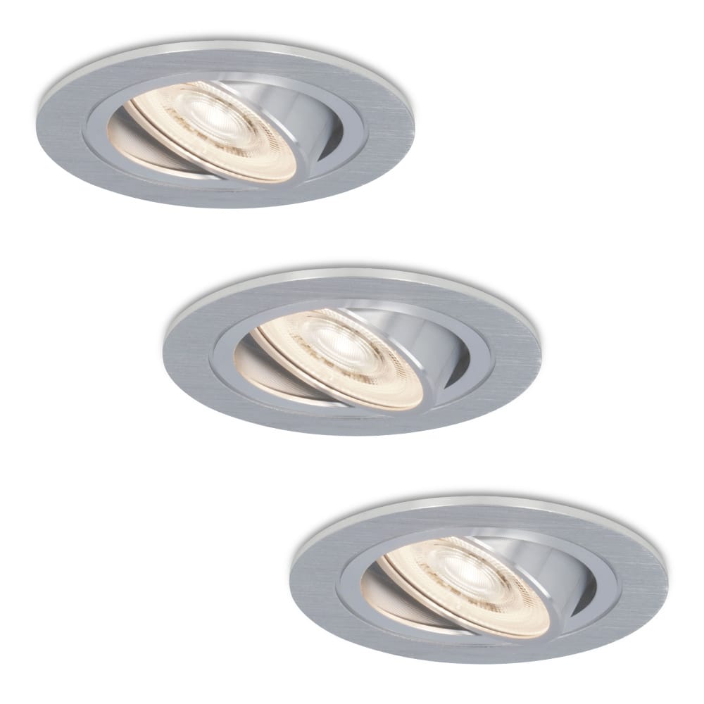 Set van 3 Chandler LED inbouwspots - 3,8W 270lm - GU10 LED Module - 4000K neutraal wit - Dimbaar - Kantelbaar - IP20 voor binnen - RVS afbeelding