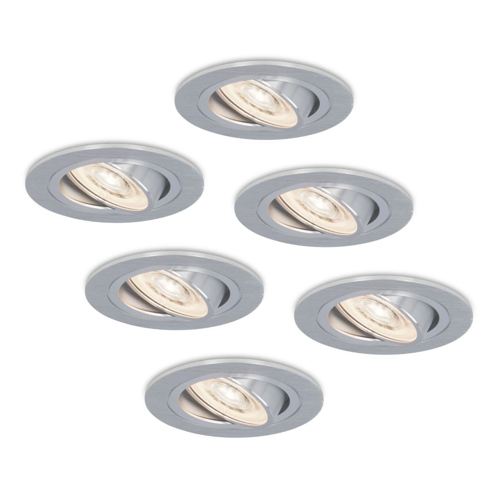 Set van 6 Chandler LED inbouwspots - 3,8W 270lm - GU10 LED Module - 4000K neutraal wit - Dimbaar - Kantelbaar - IP20 voor binnen - RVS afbeelding