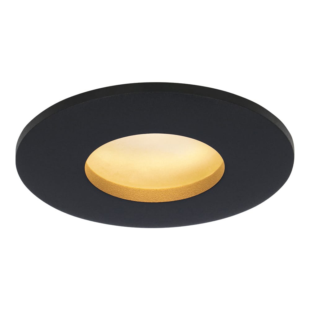 Porto - LED platte inbouwspots met lage inbouwdiepte 60mm - 3,8 Watt 270 Lumen - 2700K Warm wit - GU10 LED Module - Dimbaar - Rond - IP44 voor badkamer, buiten en binnen - Zwart afbeelding