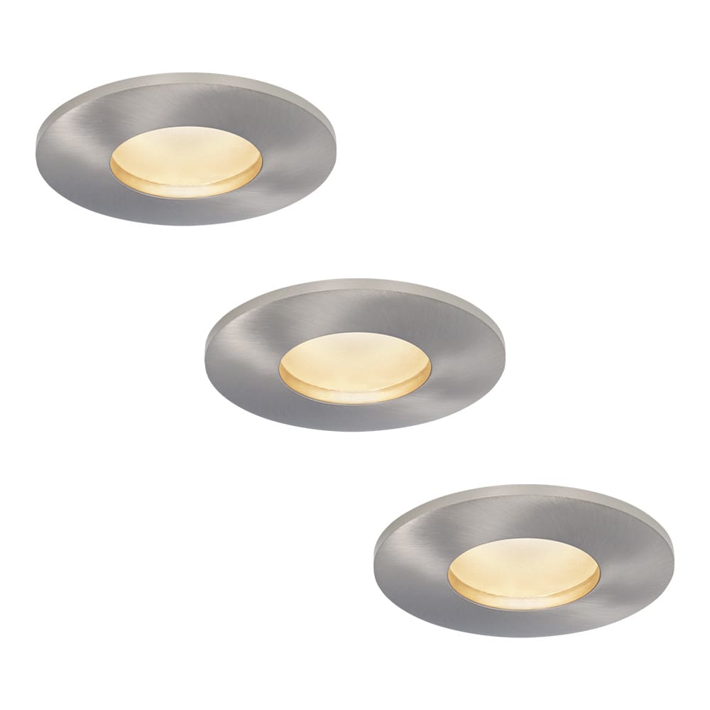 Set van 3 Vegas - LED platte inbouwspots met lage inbouwdiepte 60mm - 3,8 Watt 270 Lumen - 4000K Neutraal wit - GU10 LED Module - Dimbaar - Rond - IP44 voor badkamer, buiten en binnen - RVS afbeelding