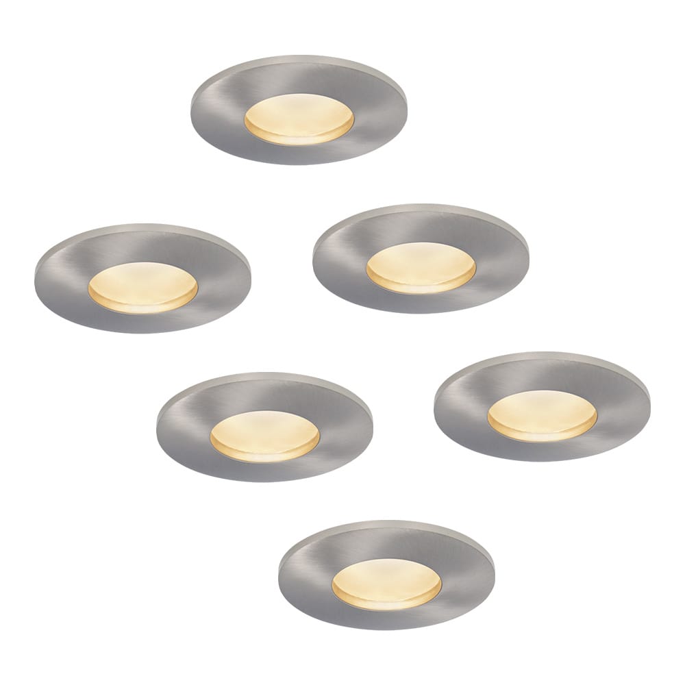 Set van 6 Vegas - LED platte inbouwspots met lage inbouwdiepte 60mm - 3,8 Watt 270 Lumen - 4000K Neutraal wit - GU10 LED Module - Dimbaar - Rond - IP44 voor badkamer, buiten en binnen - RVS afbeelding