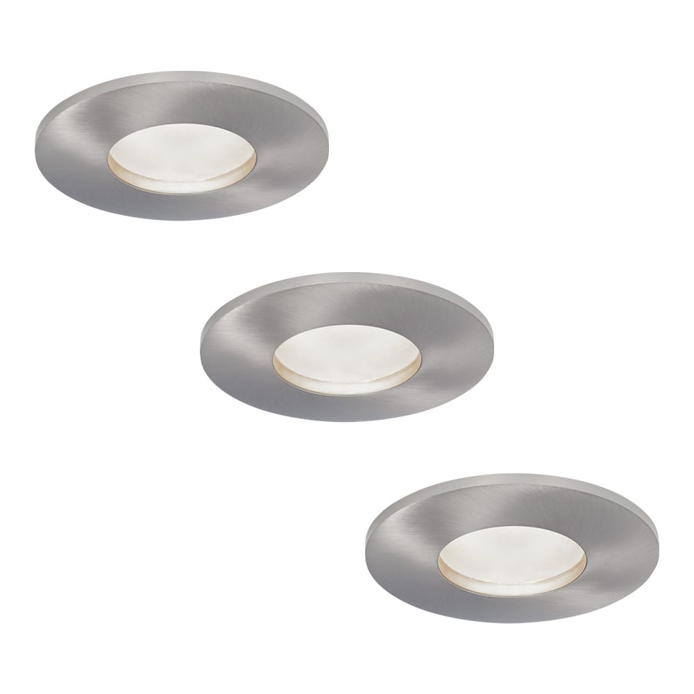 Set van 3 Vegas - LED platte inbouwspots met lage inbouwdiepte 60mm - 3,8 Watt 270 Lumen - 6000K Daglicht wit - GU10 LED Module - Dimbaar - Rond - IP44 voor badkamer, buiten en binnen - RVS afbeelding