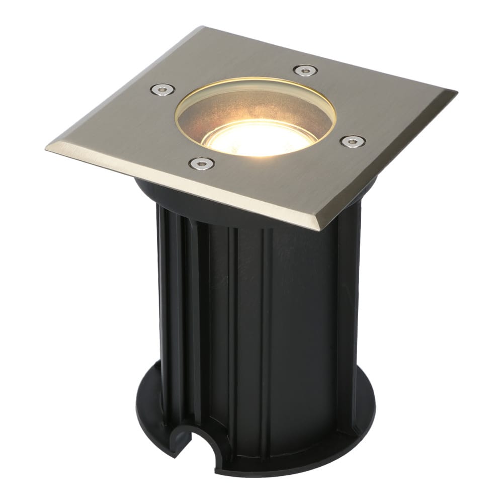 Set van 6 LED Grondspots vierkant buiten Dimbaar GU10 2700K warm wit 4 Watt 345 lumen Tuinspot Oprit RVS IP65 Waterdicht