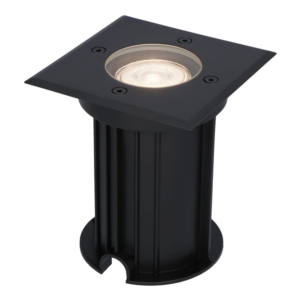 Ramsay LED Grondspot Vierkant Dimbaar GU10 4000K neutraal wit 4 Watt 345 Lumen Tuinspot Zwart IP67 waterdicht Overrijdbaar voor de Oprit, Tuin en Terras