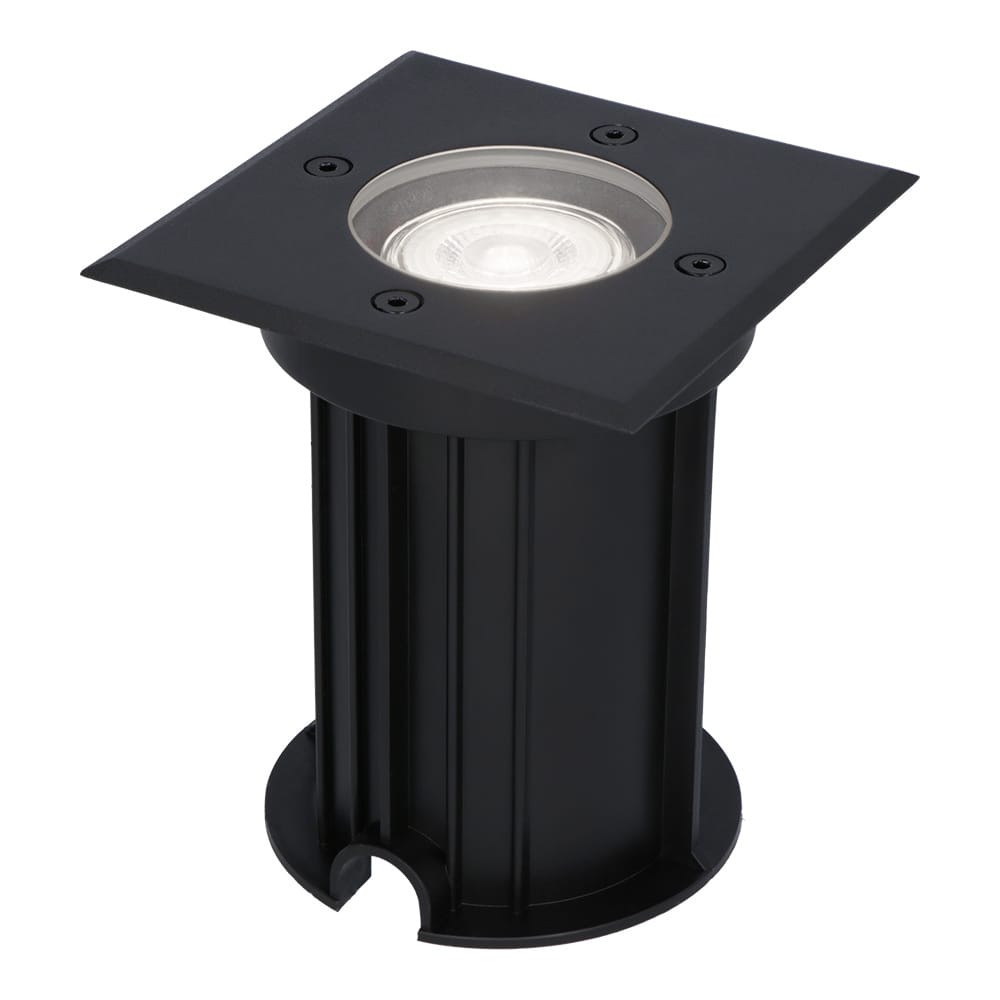 Ramsay LED Grondspot Vierkant Dimbaar GU10 6500K daglicht wit 4 Watt 345 Lumen Tuinspot Zwart IP67 waterdicht Overrijdbaar voor de Oprit, Tuin en Terras