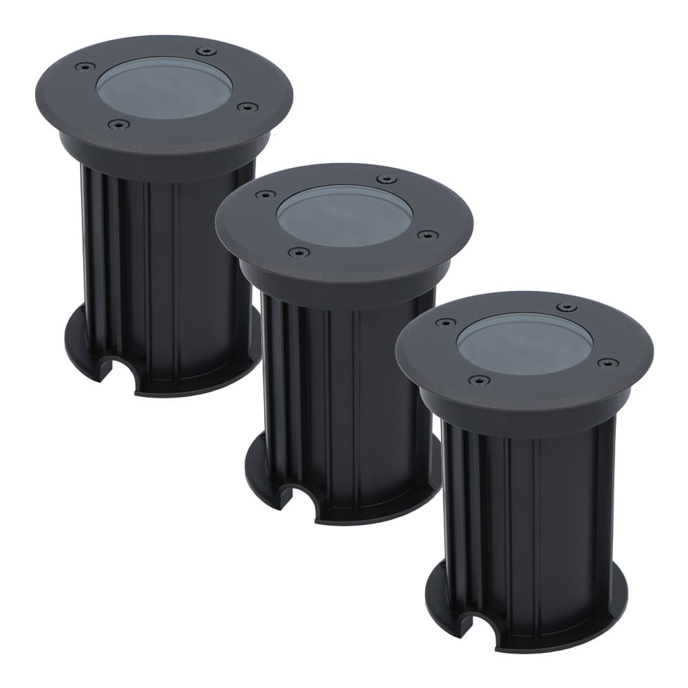 Set van 3 Maisy LED Grondspots Rond - Dimbaar - GU10 fitting - Rond - Ø12cm - Tuinspot - Oprit - Zwart - IP67 waterdicht afbeelding
