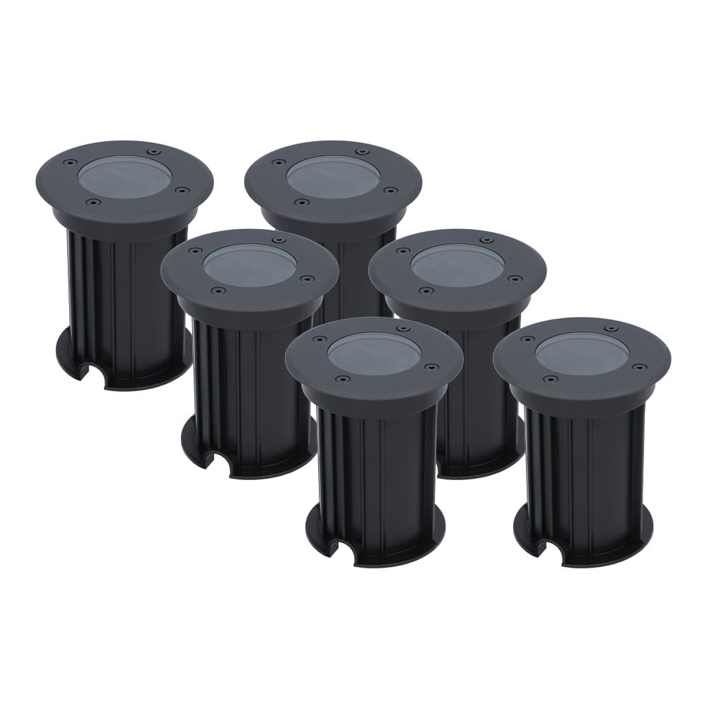 Set van 6 Maisy LED Grondspots Rond - Dimbaar - GU10 fitting - Rond - Ø12cm - Tuinspot - Oprit - Zwart - IP67 waterdicht afbeelding 1