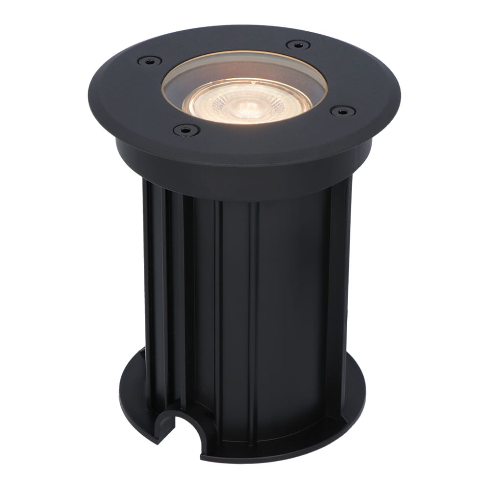 Maisy LED Grondspot Rond Dimbaar GU10 2700K warm wit 4 Watt 345 lumen Rond Ø12cm Tuinspot Oprit Zwart IP67 waterdicht