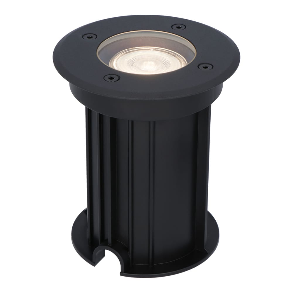 Maisy LED Grondspot Rond Dimbaar GU10 4000K neutraal wit 4 Watt 345 Lumen Rond Ø12cm Tuinspot Oprit Zwart IP67 waterdicht