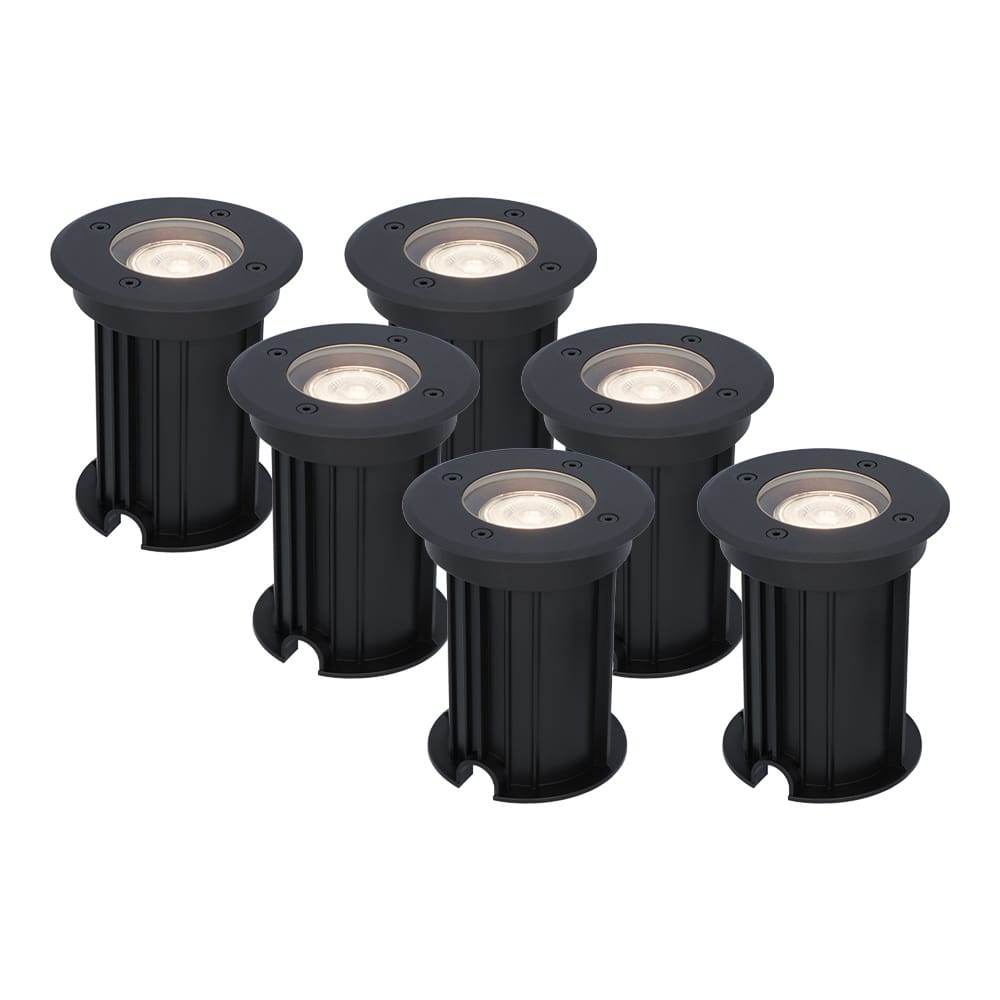 Set van 6 Maisy LED Grondspots Rond - Dimbaar - GU10 - 4000K neutraal wit - 5 Watt 400 lumen - Rond - Ø12cm - Tuinspot - Oprit - Zwart - IP67 waterdicht afbeelding