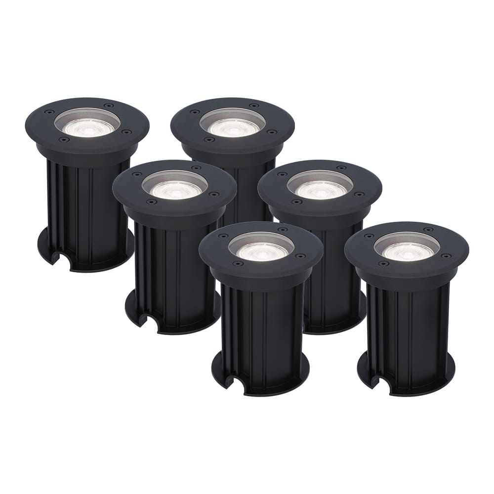Set van 6 Maisy LED Grondspots Rond - Dimbaar - GU10 - 6000K daglicht wit - 5 Watt 400 lumen - Rond - Ø12cm - Tuinspot - Oprit - Zwart - IP67 waterdicht afbeelding