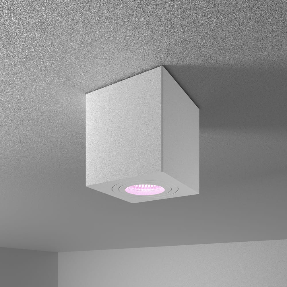 Gibbon - LED smart opbouwspot - vierkant - IP65 waterdicht - GU10 - RGBWW - Wifi + Bluetooth - Google Home, Amazon Alexa en Siri - Wit - Bestuurbaar via App en Stem afbeelding