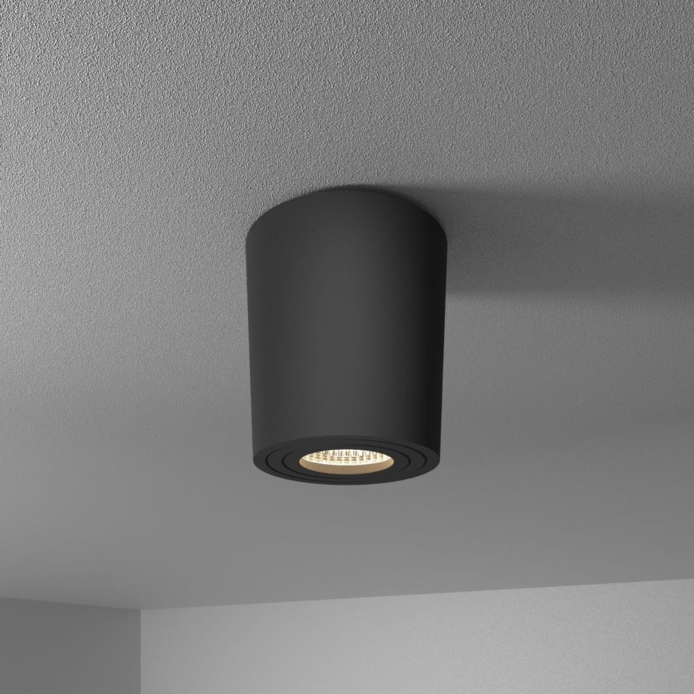 Paxton LED Opbouwspot 4 Watt 345 Lumen 4000K neutraal wit GU10 Badkamer Opbouwspot Kantelbaar Dimbaar IP64 Waterdicht Rond Voor binnen en buitengebruik Zwart