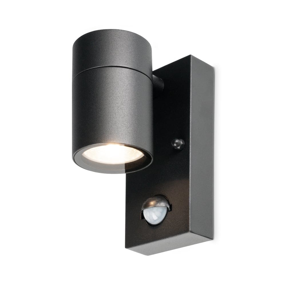 Mason LED Wandlamp - Bewegingsmelder en schemerschakelaar - GU10 - 2700K - 5W 400lm - IP44 - Zwart afbeelding