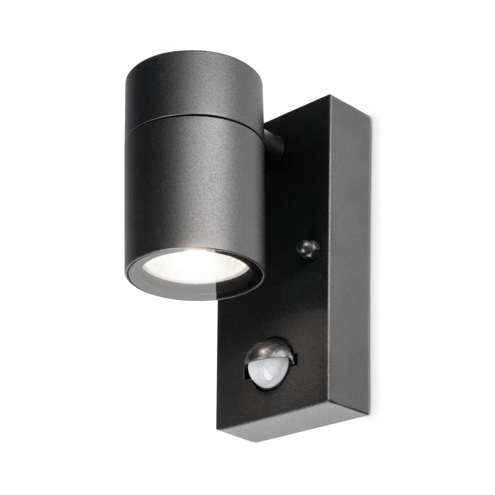 Mason wandlamp - 6000K daglicht wit - Bewegingsmelder en schemerschakelaar - IP44 spatwaterdicht - Spotlight voor binnen en buiten - Zwart afbeelding