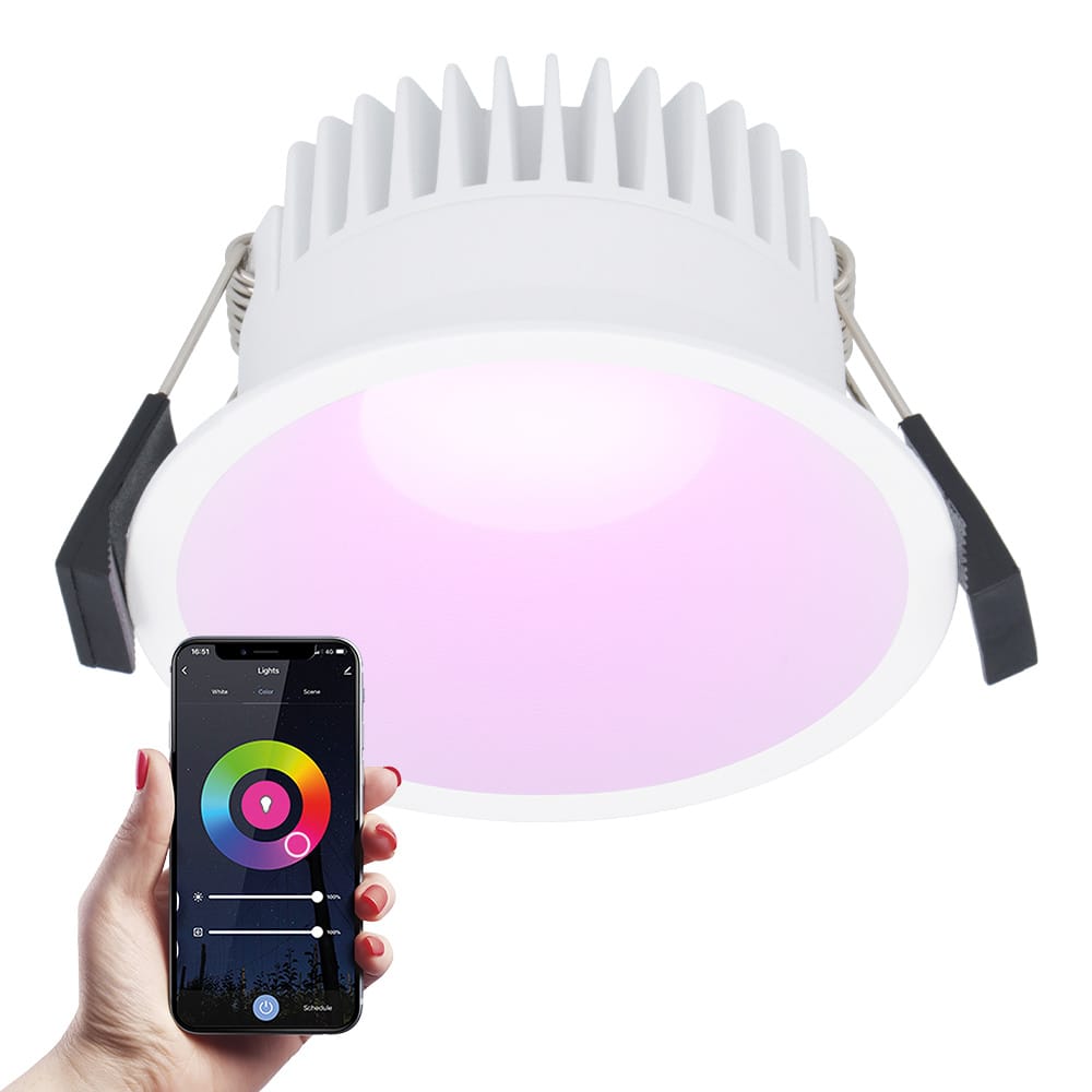 Finn smart inbouwspot - IP44 waterdicht - 10 Watt 630lm - Wifi + Bluetooth - RGBWW - Google Home, Amazon Alexa en Siri - Wit - Voor binnen, buiten en badkamer afbeelding