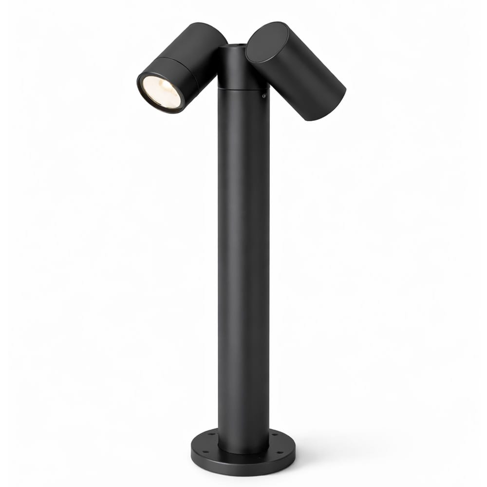 Aspen Dubbel LED sokkellamp - 45cm - 2x 4 Watt 345 lumen - Kantelbaar - IP65 Waterdicht - 2700K warm wit - Padverlichting - Zwart - Staande buitenlamp afbeelding