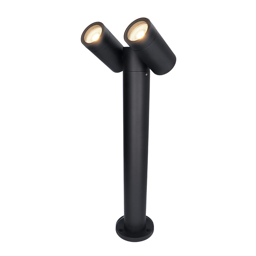 Aspen Dubbel LED sokkellamp - 45cm - 2x 5 Watt 400 lumen - Kantelbaar - IP65 waterdicht - 4000K neutraal wit - Buitenlamp - Padverlichting - Zwart afbeelding