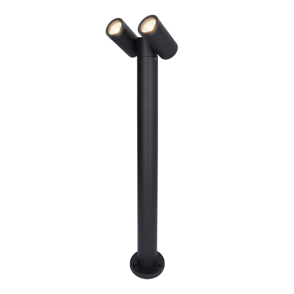 Aspen Dubbel LED sokkellamp 60cm 2x 4 Watt 345 Lumen Kantelbaar IP64 Waterdicht 4000K Padverlichting Zwart Staande buitenlamp