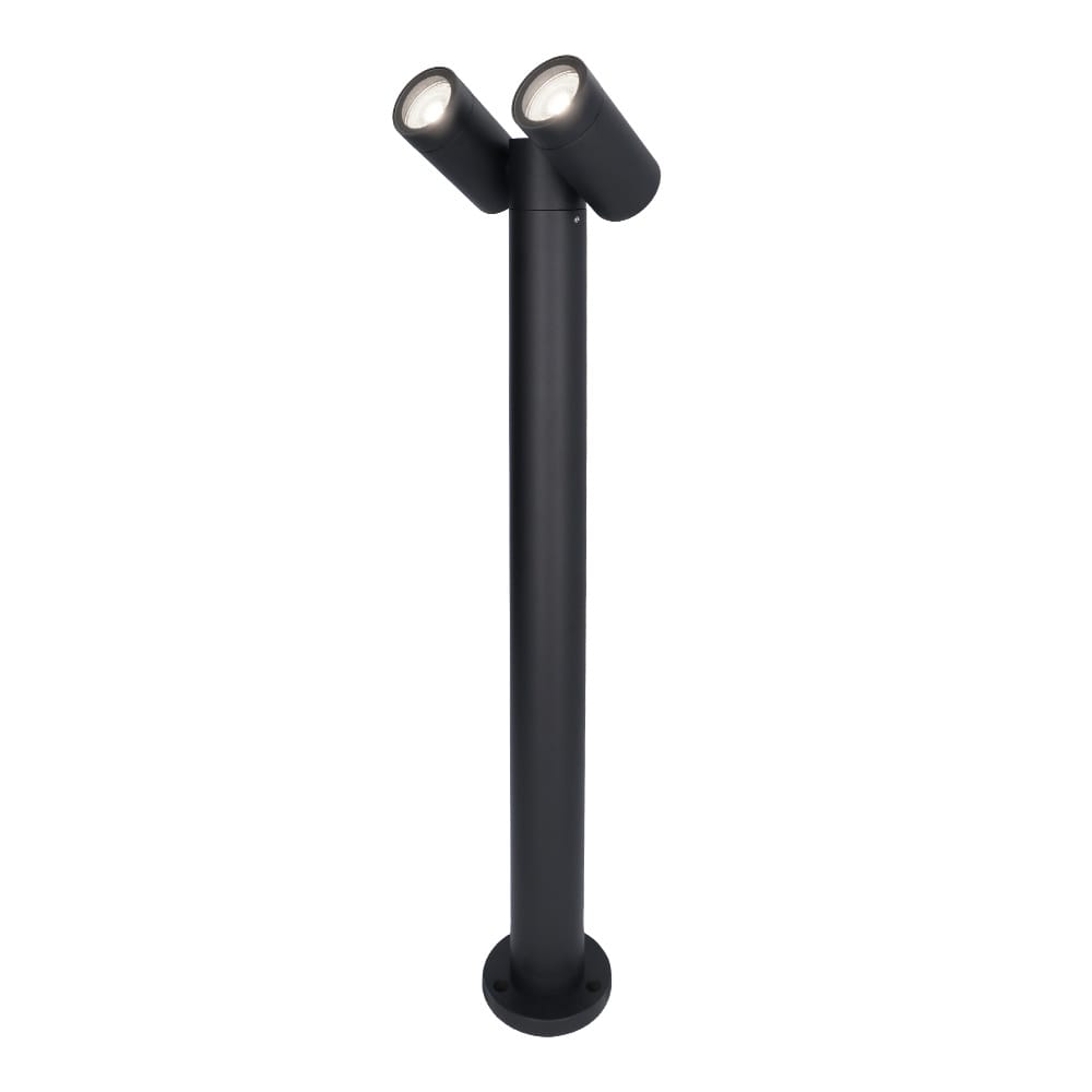 Aspen Dubbel LED sokkellamp 60cm 2x 4 Watt 345 Lumen Kantelbaar IP64 Waterdicht 6500K Padverlichting Zwart Staande buitenlamp