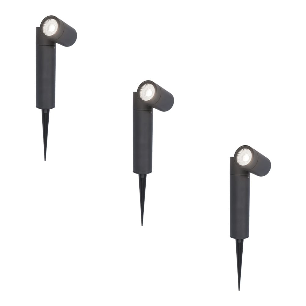 Set van 3 Pinero LED prikspots - GU10 5 Watt 400 lumen - Dimbaar - Kantelbaar - 6000K daglicht wit - IP65 waterdicht - Zwart - Tuinspot afbeelding