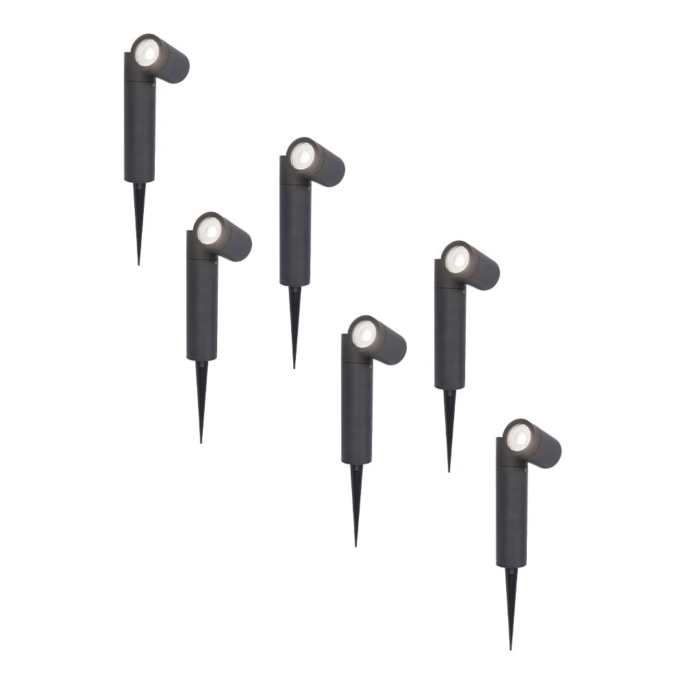 Set van 6 Pinero LED prikspots - GU10 5 Watt 400 lumen - Dimbaar - Kantelbaar - 6000K daglicht wit - IP65 waterdicht - Zwart - Tuinspot afbeelding