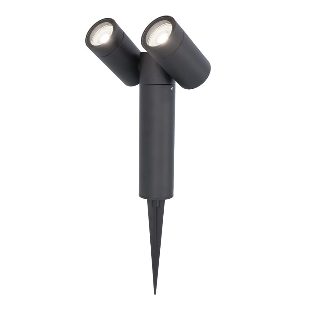 Pinero Dubbel LED prikspot - GU10 10 Watt 400 lumen - Dimbaar - Kantelbaar - 6000K daglicht wit - IP65 waterdicht - Zwart afbeelding