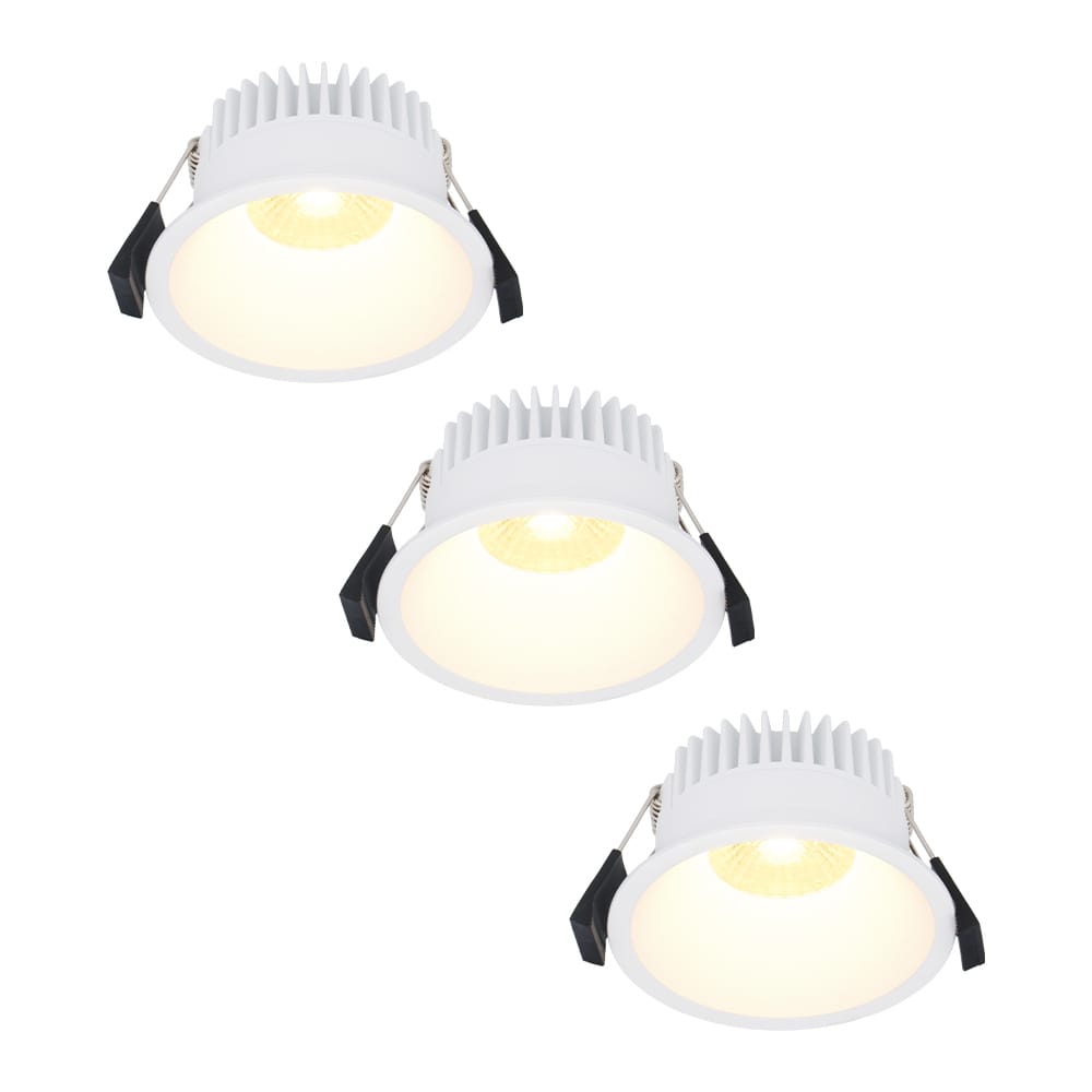 Set van 3 Finn LED inbouwspots - 10 Watt 900lm - 2700K warm wit - Dimbaar - Rond - Verzonken - IP44 waterdicht - Wit - Voor binnen, buiten en badkamer afbeelding