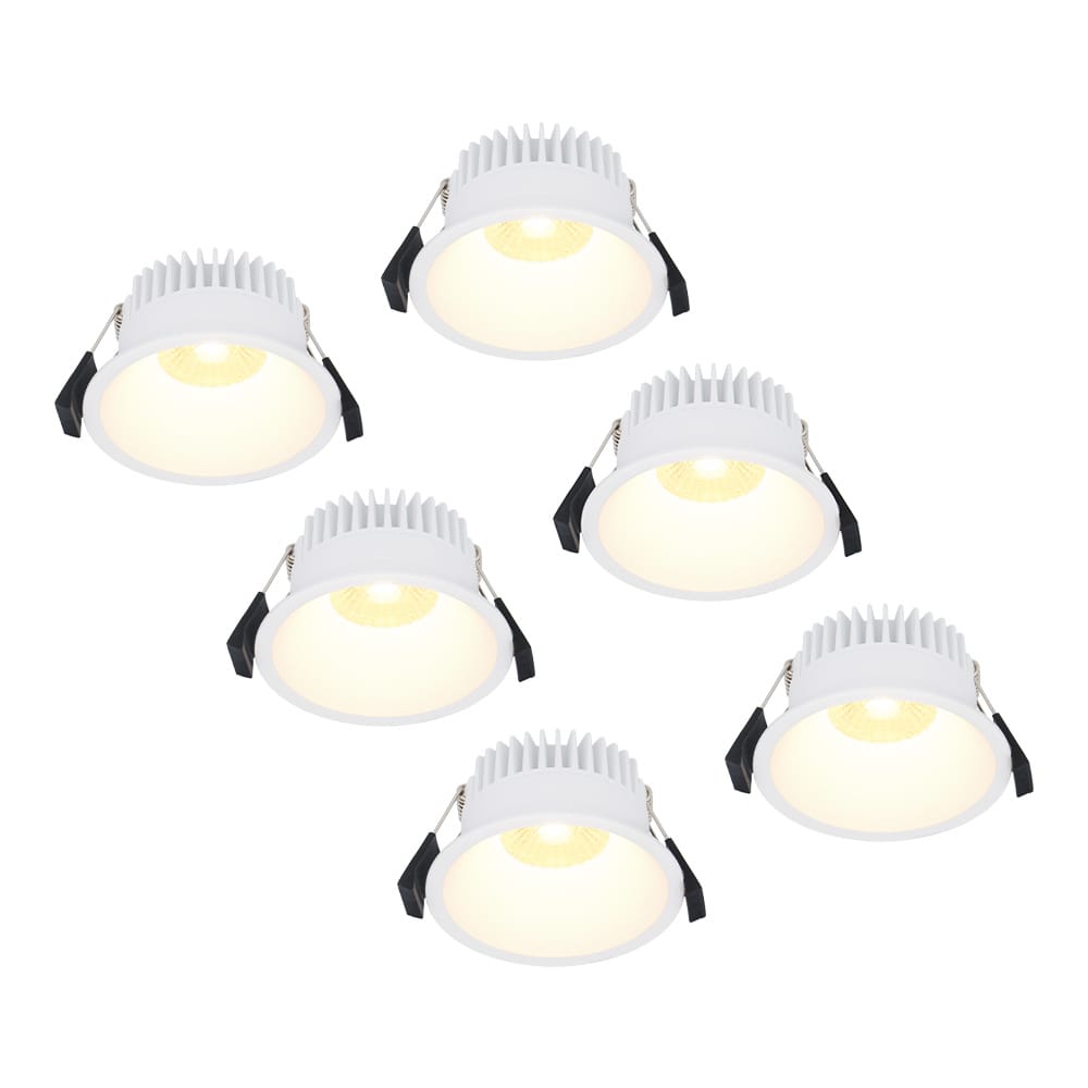 Set van 6 Finn LED inbouwspots - 10 Watt 900lm - 2700K warm wit - Dimbaar - Rond - Verzonken - IP44 waterdicht - Wit - Voor binnen, buiten en badkamer afbeelding