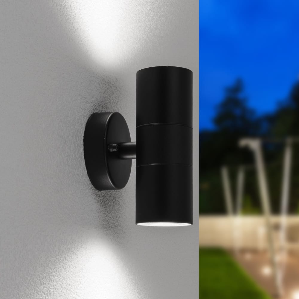 Blenda LED Wandlamp - 10 Watt 800 lumen - IP44 Waterdicht - GU10 vervangbare lichtbron - 6000K Daglicht Wit - Dimbaar - Binnen en buiten - Up & Down Light - Zwart afbeelding
