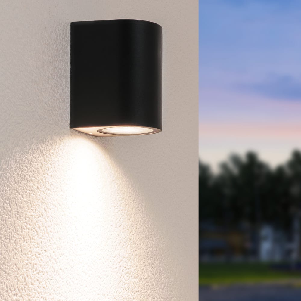 Alvin LED Wandlamp - Dimbaar - 5 Watt 400 lumen - 4000K neutraal wit - IP65 Waterdicht voor Binnen en buiten - GU10 Vervangbare lichtbron - Downlight - Zwart afbeelding