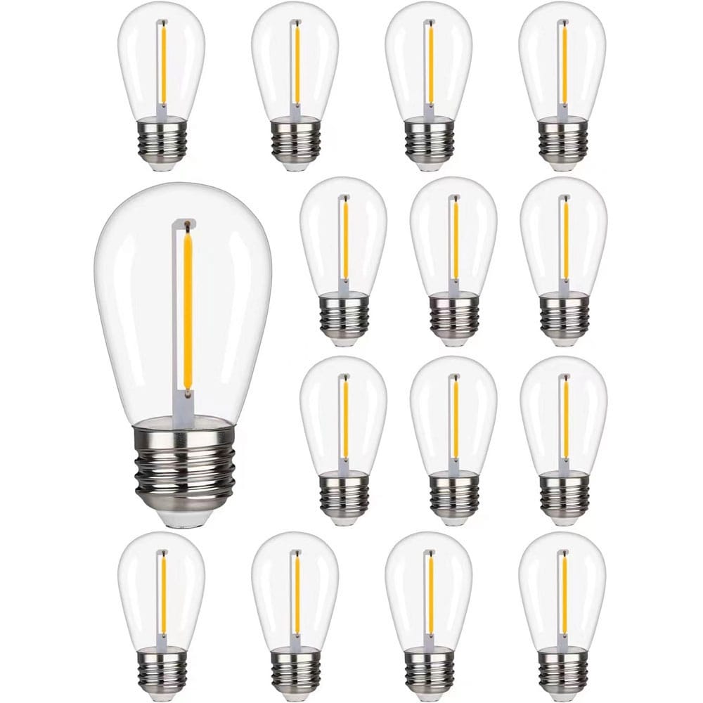 15x E27 LED Filament lamp - 1 Watt - 2700K warm wit - S14 - voor 12V aansluiting - Plastic afbeelding